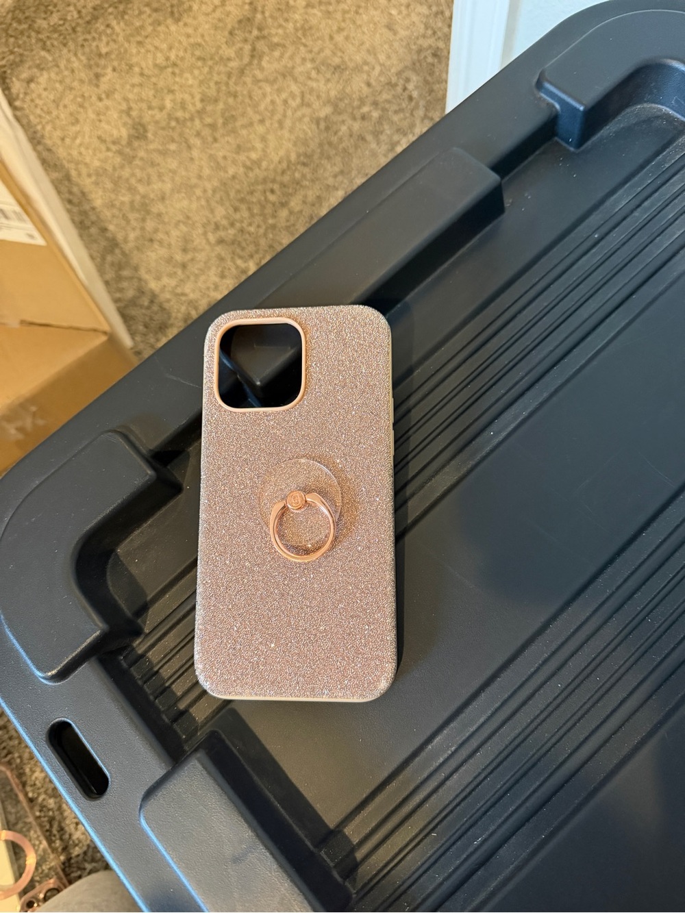 14 Pro Max Swarovski Rose Gold Glitter Phone Case with Ring Holder